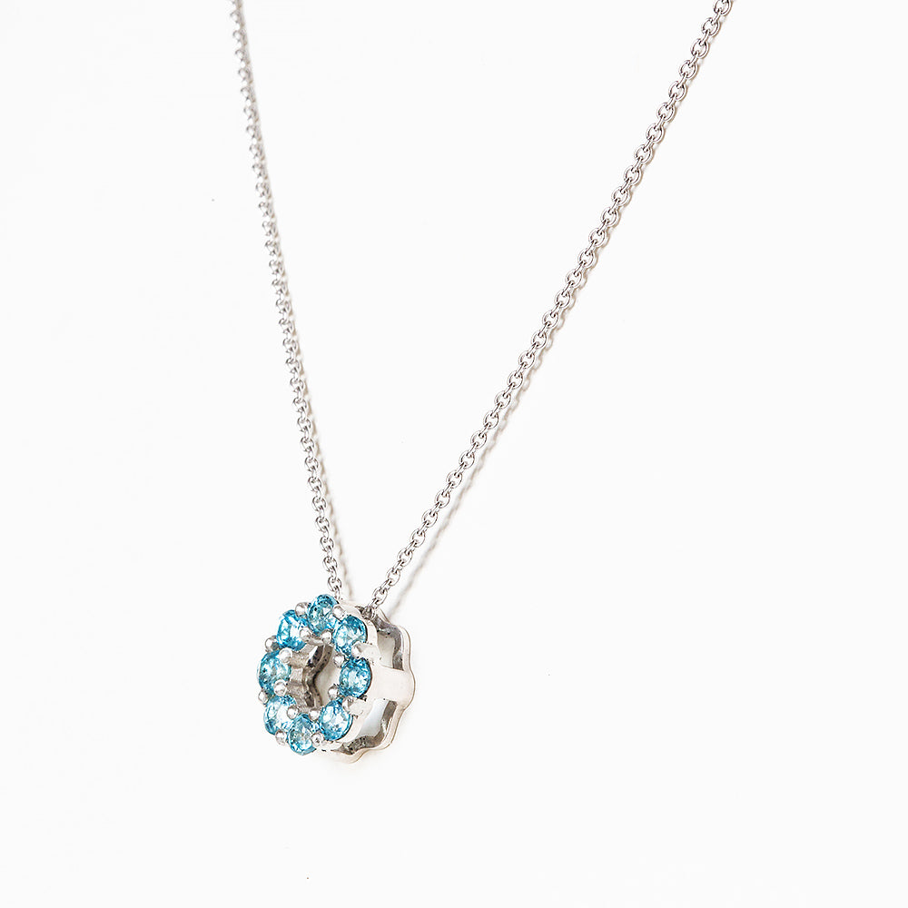 Circle of Life Necklace - Swiss Blue Topaz