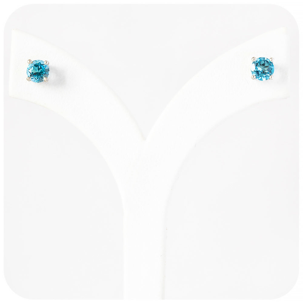 Round cut Swiss Blue Topaz Stud Earring - 5mm