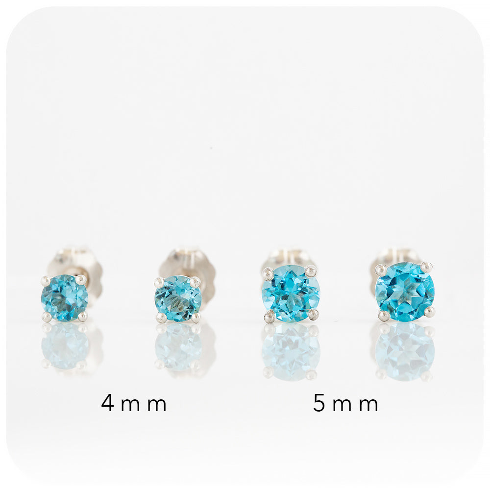 Round cut Swiss Blue Topaz Stud Earring - 5mm