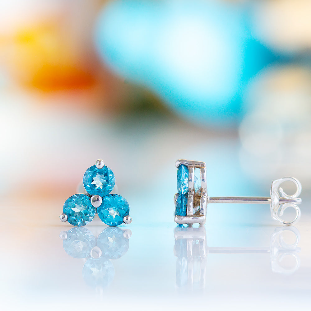 The Trilogy Swiss Blue Topaz Stud Earrings