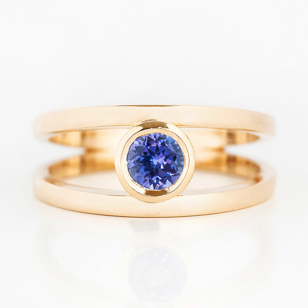 Harper, Round cut Tanzanite Split Band Ring