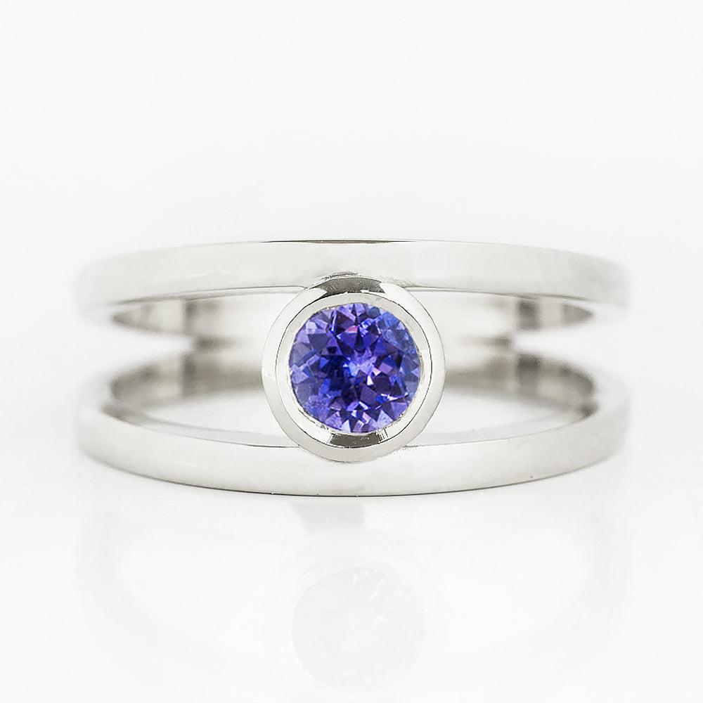 Harper, Round cut Tanzanite Split Band Ring