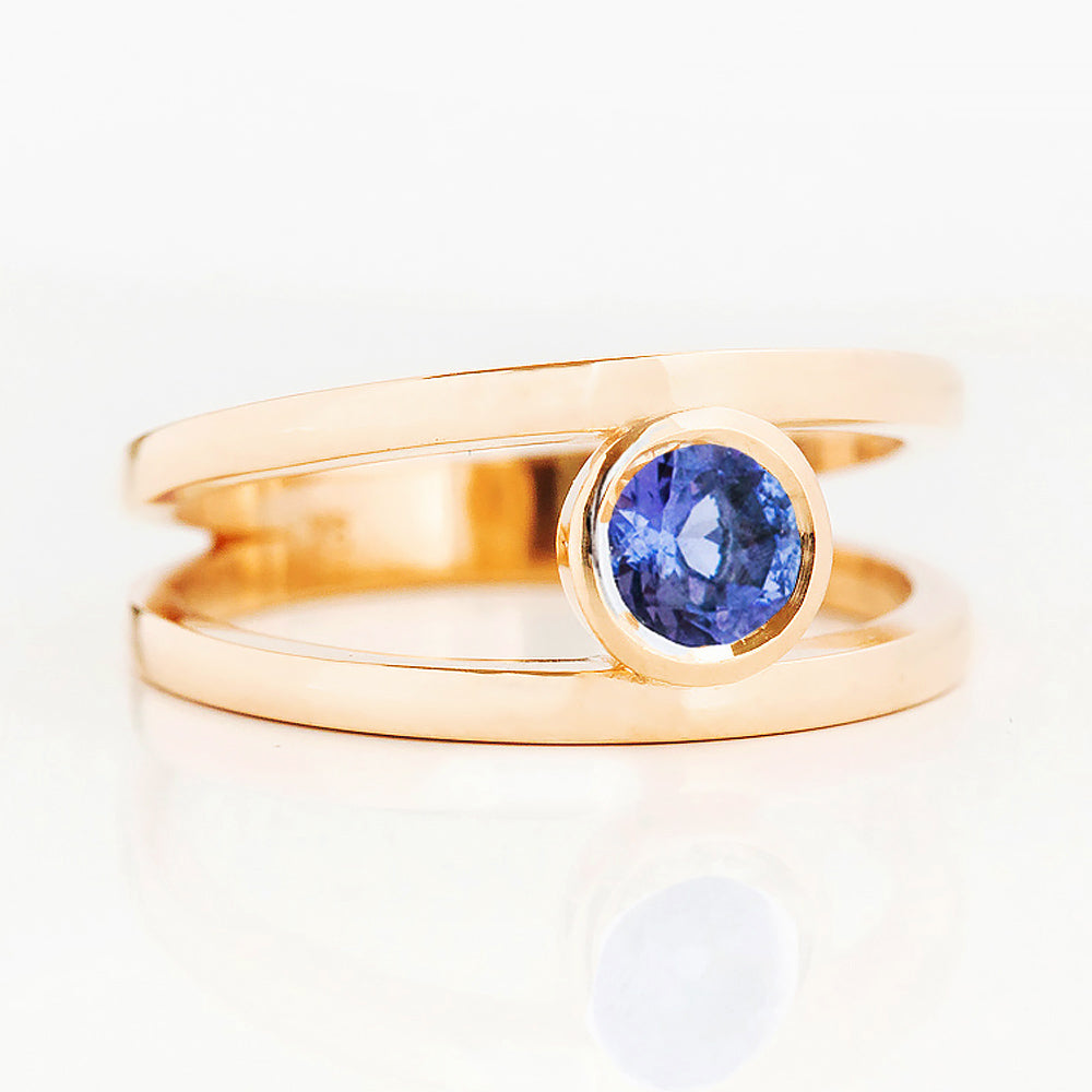 Harper, Round cut Tanzanite Split Band Ring
