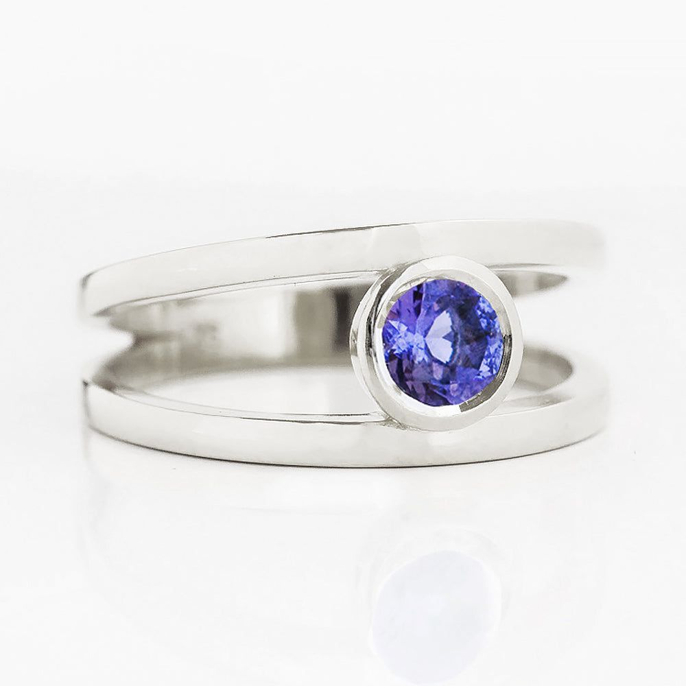 Harper, Round cut Tanzanite Split Band Ring