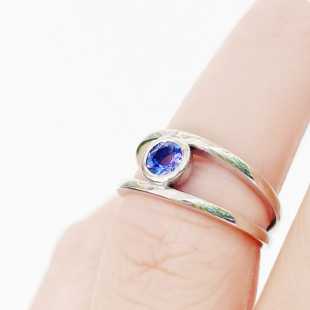 Harper, Round cut Tanzanite Split Band Ring