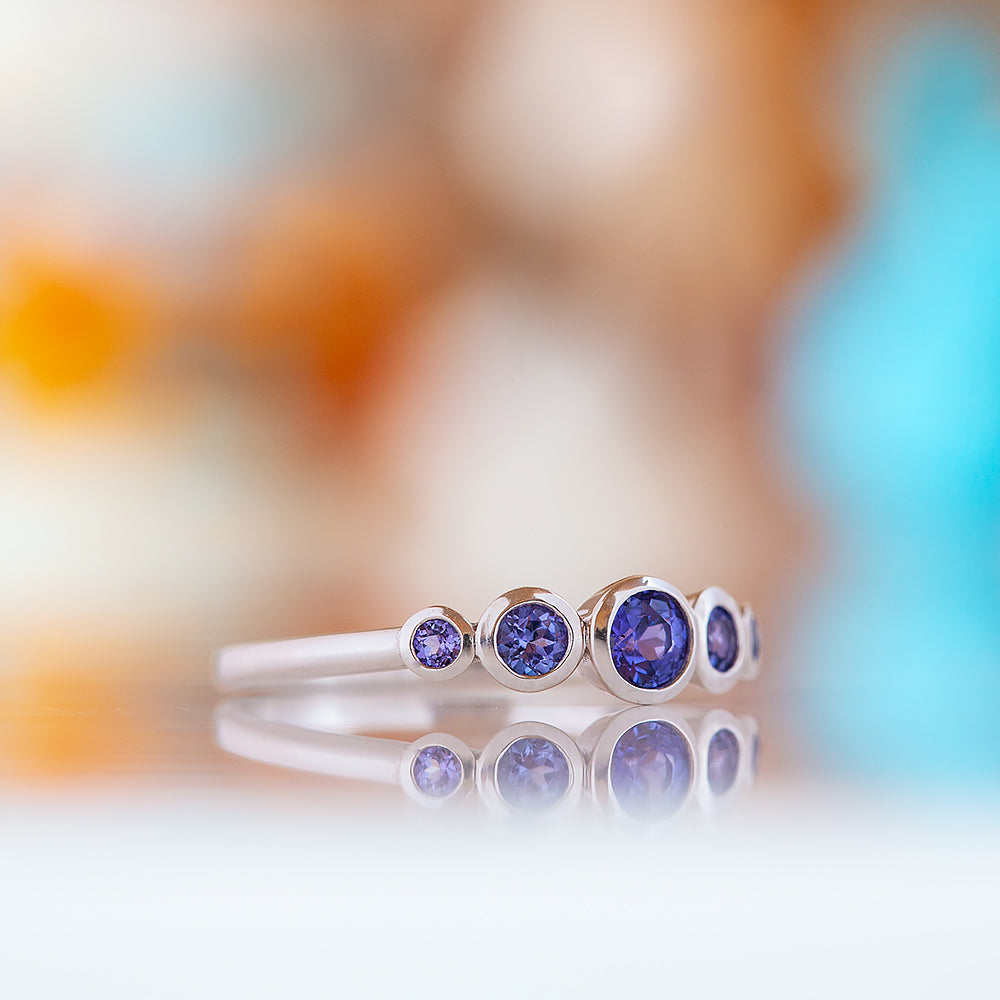 Gabriella, a Tanzanite Half Eternity Ring