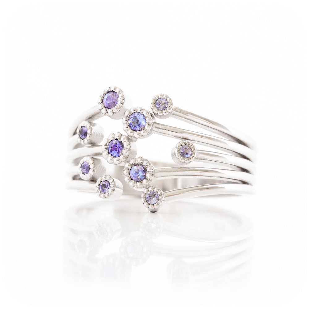 Tanzanite Shooting Star Ring in Sterling Silver