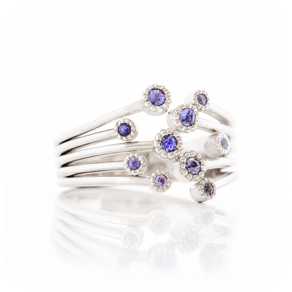 Tanzanite Shooting Star Ring in Sterling Silver