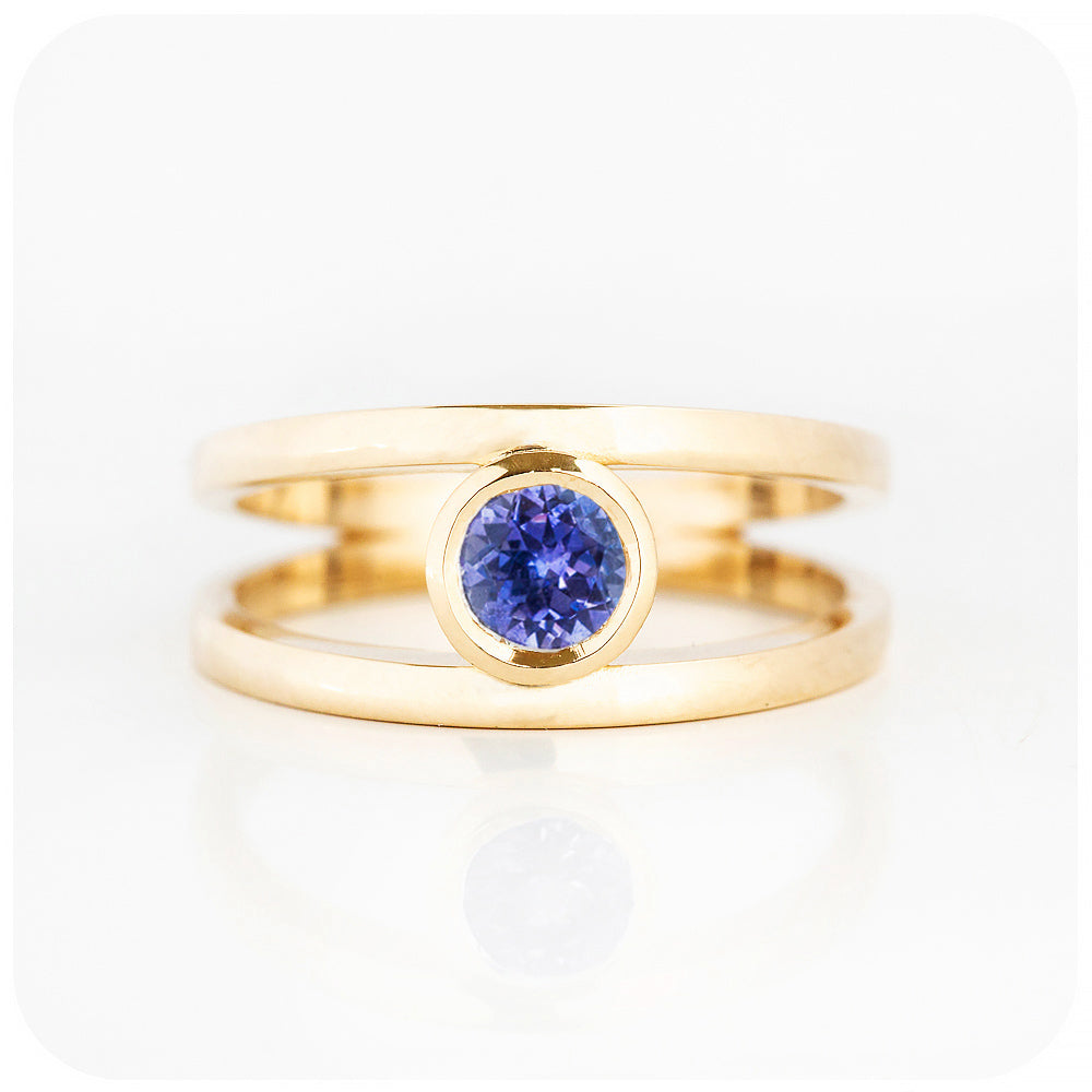 Brilliant Round cut Tanzanite Split Band Ring