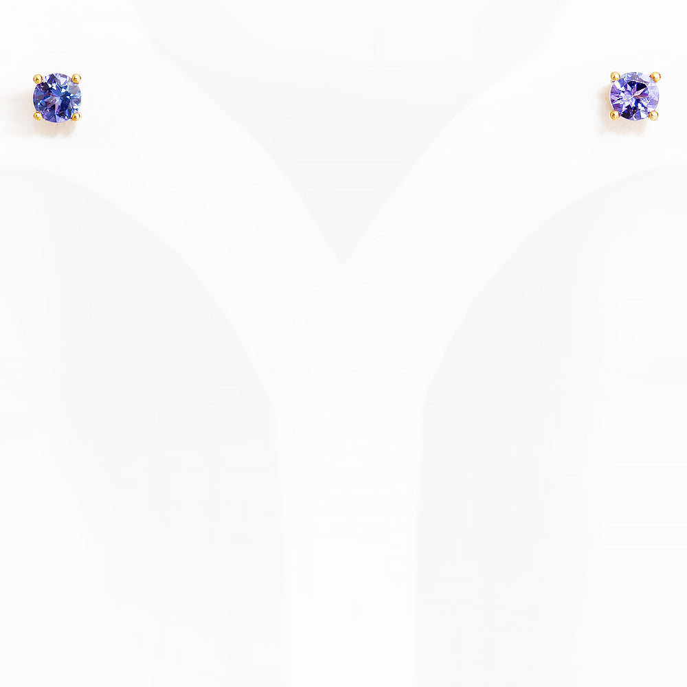 The Round Tanzanite Stud - 4mm