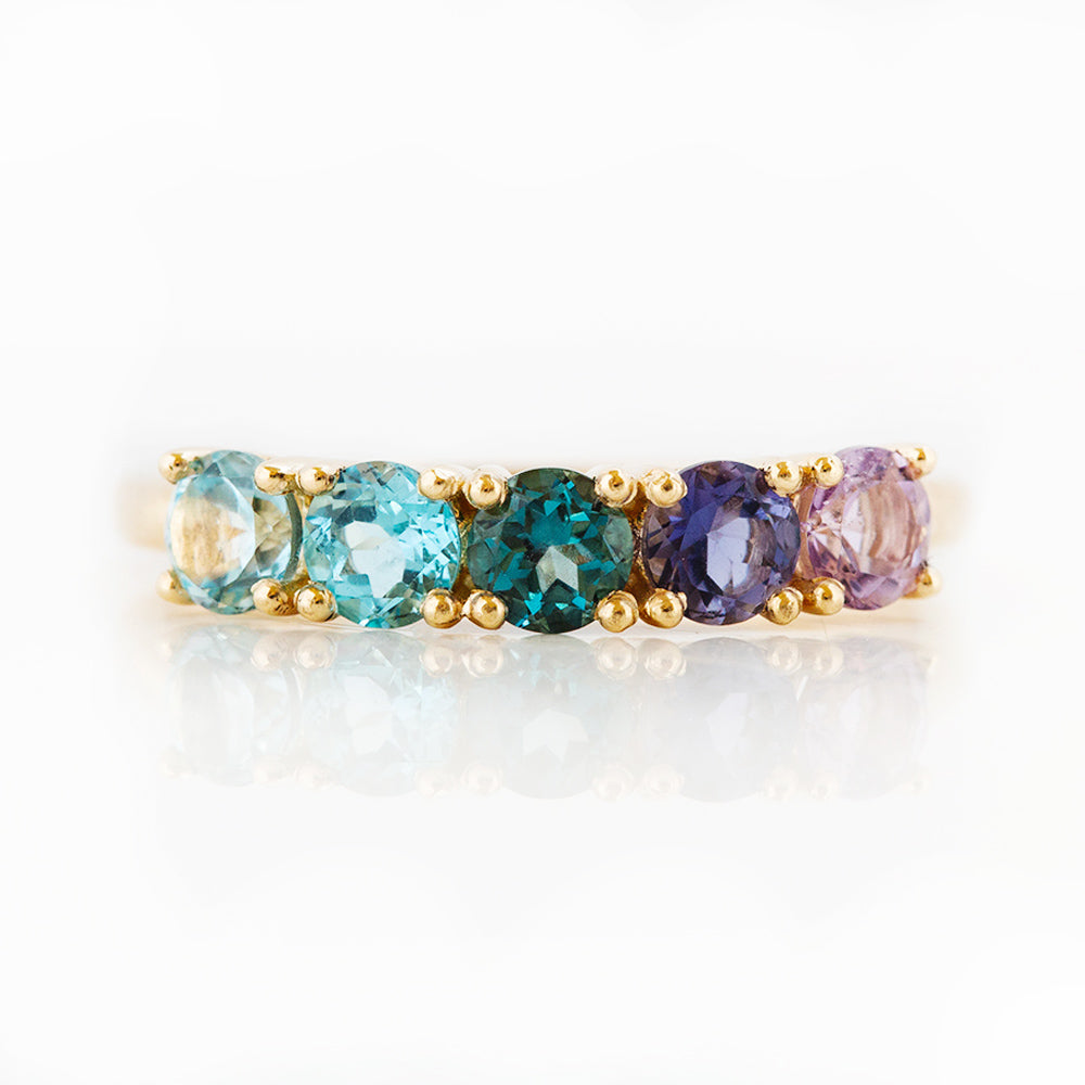 Annie, a Topaz and Amethyst Rainbow Ring