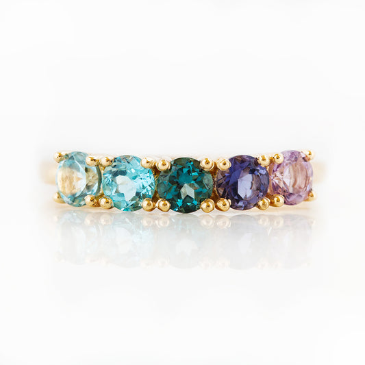 Annie, a Topaz and Amethyst Rainbow Ring