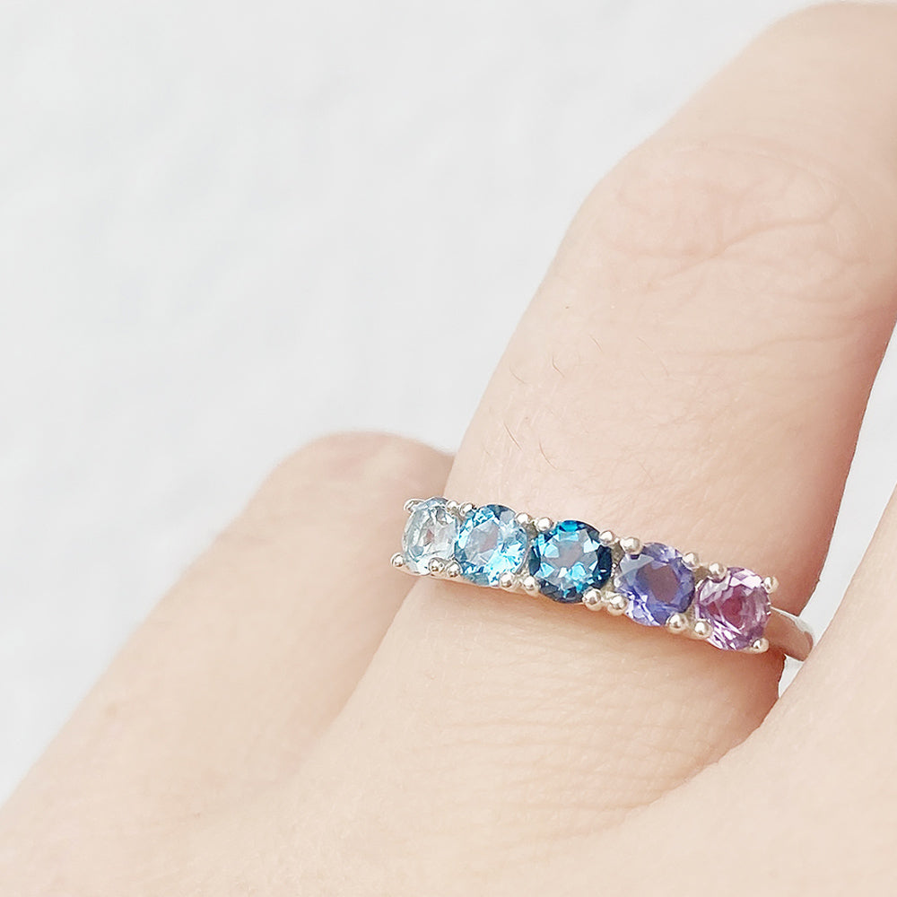 Annie, a Topaz and Amethyst Rainbow Ring