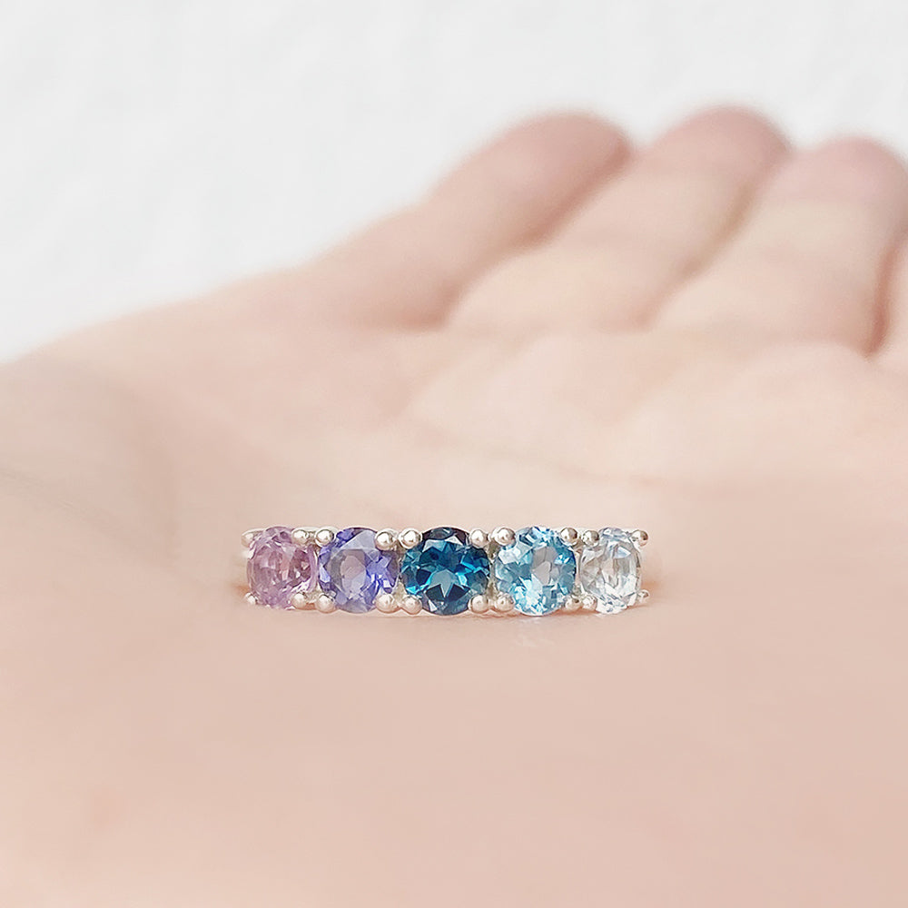 Annie, a Topaz and Amethyst Rainbow Ring