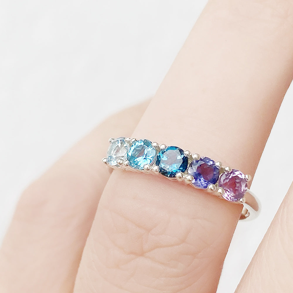 Annie, a Topaz and Amethyst Rainbow Ring