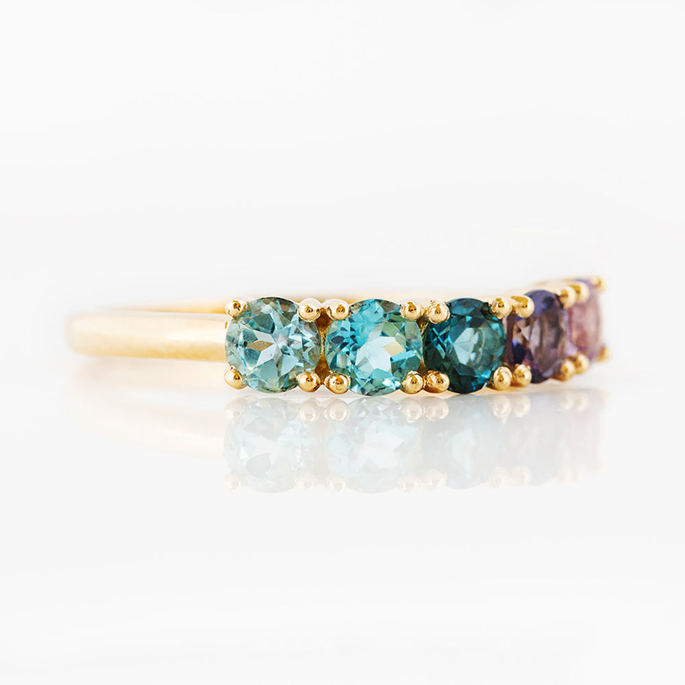 Annie, a Topaz and Amethyst Rainbow Ring