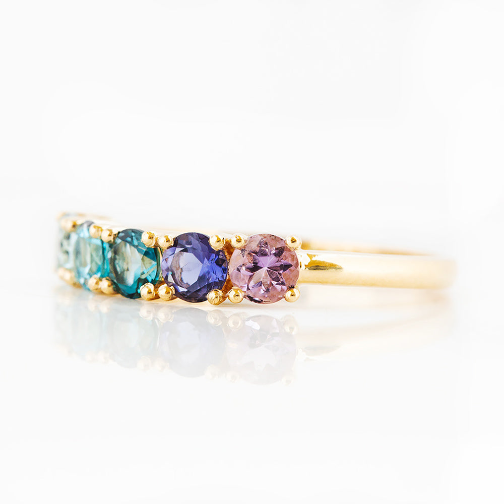 Annie, a Topaz and Amethyst Rainbow Ring