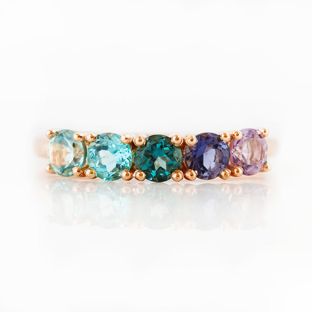 Annie, a Topaz and Amethyst Rainbow Ring