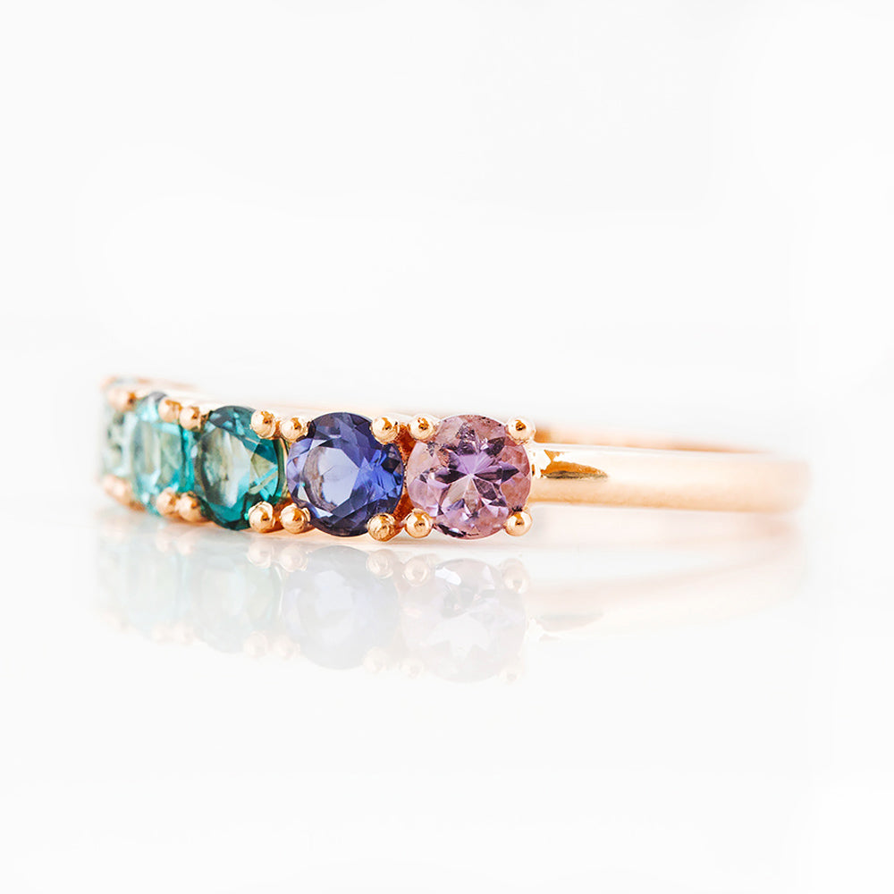 Annie, a Topaz and Amethyst Rainbow Ring