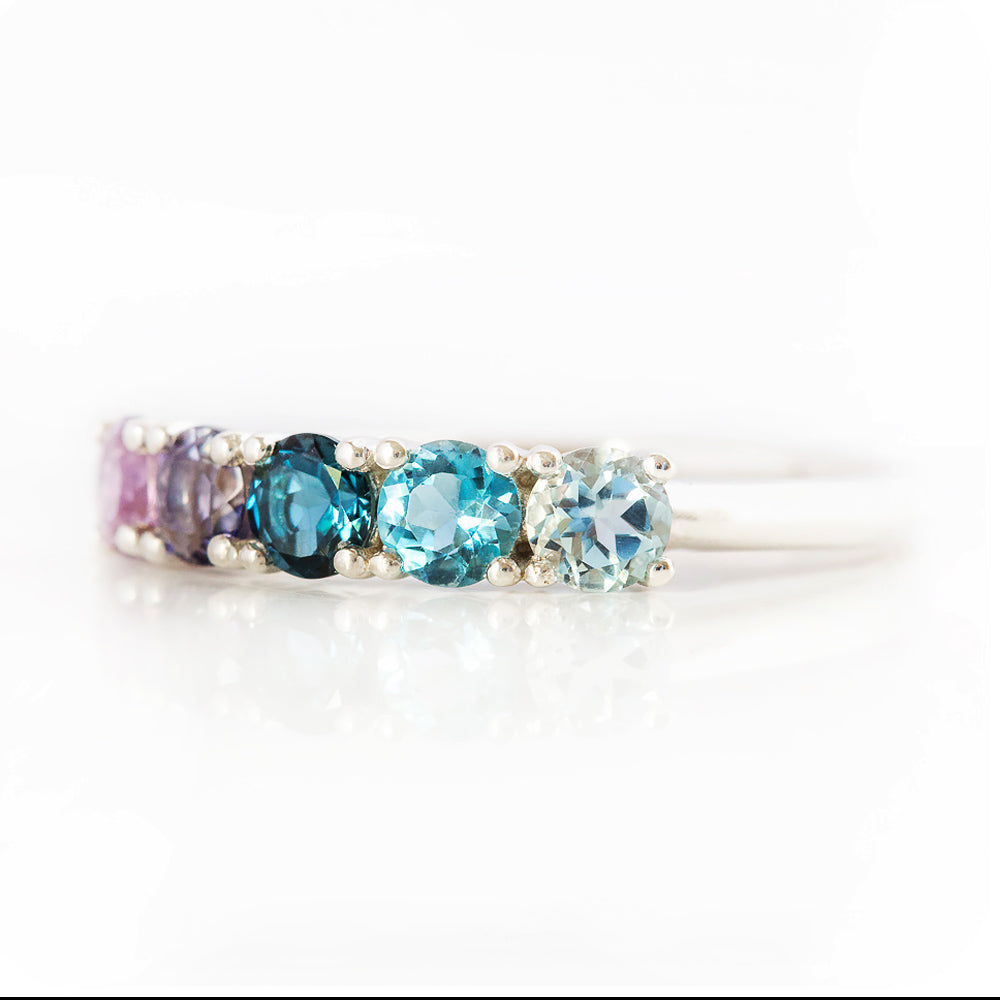 Annie, a Topaz and Amethyst Rainbow Ring