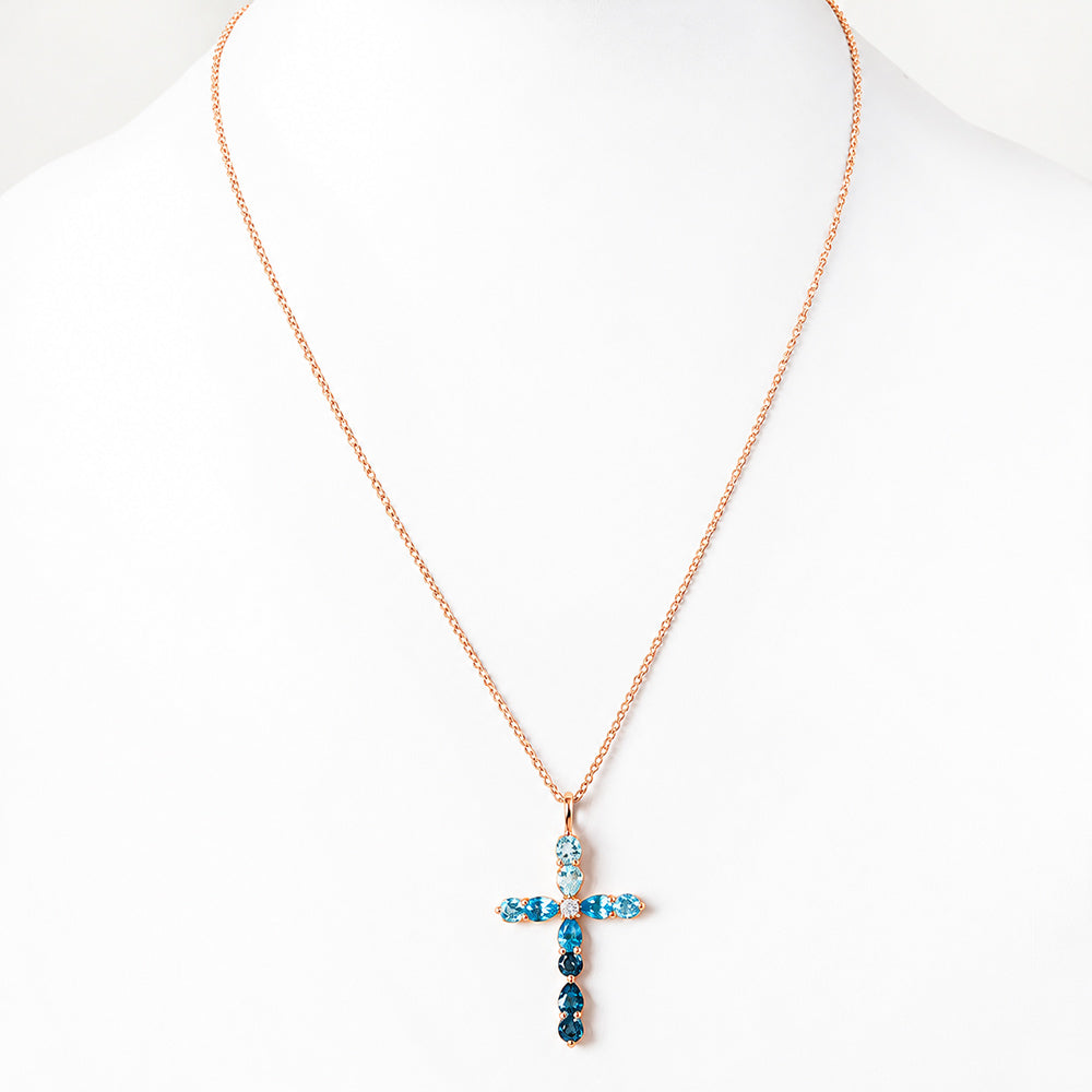 The Topaz and Diamond Cross Necklace
