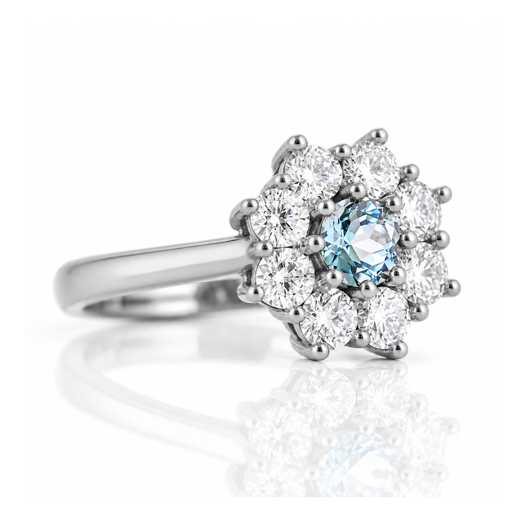 Fleur, a Lab Diamond and Topaz Flower Ring - Victoria's Jewellery