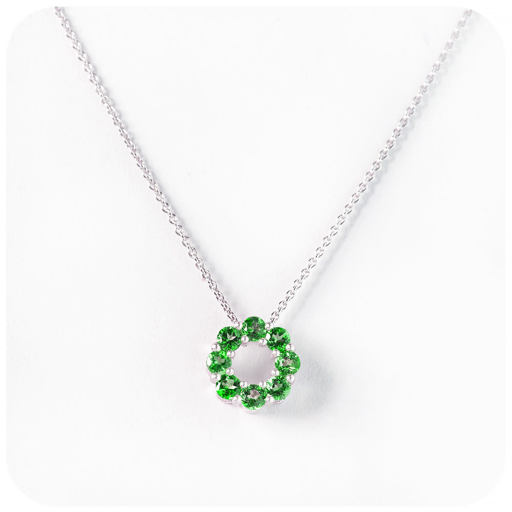 Round cut Tsavorite Circle of Life Pendant - January Birthstone - Victoria's Jewellery