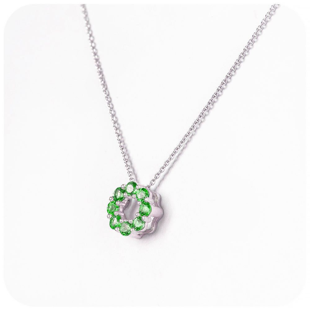 Round cut Tsavorite Circle of Life Pendant - January Birthstone - Victoria's Jewellery