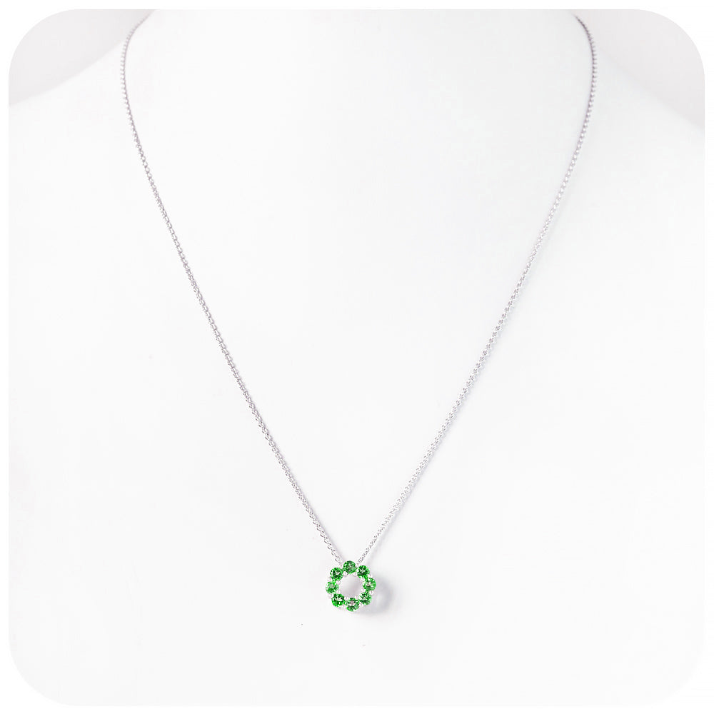 Round cut Tsavorite Circle of Life Pendant - January Birthstone - Victoria's Jewellery