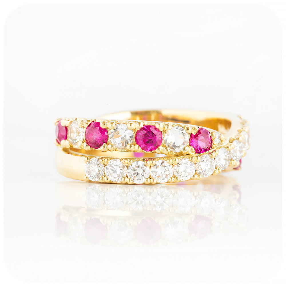 Round cut Ruby and Diamond Anniversary Ring in Yellow Gold - Victoria's Jewellery