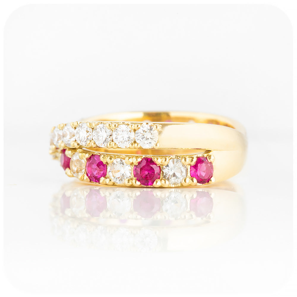 Round cut Ruby and Diamond Anniversary Ring in Yellow Gold - Victoria's Jewellery