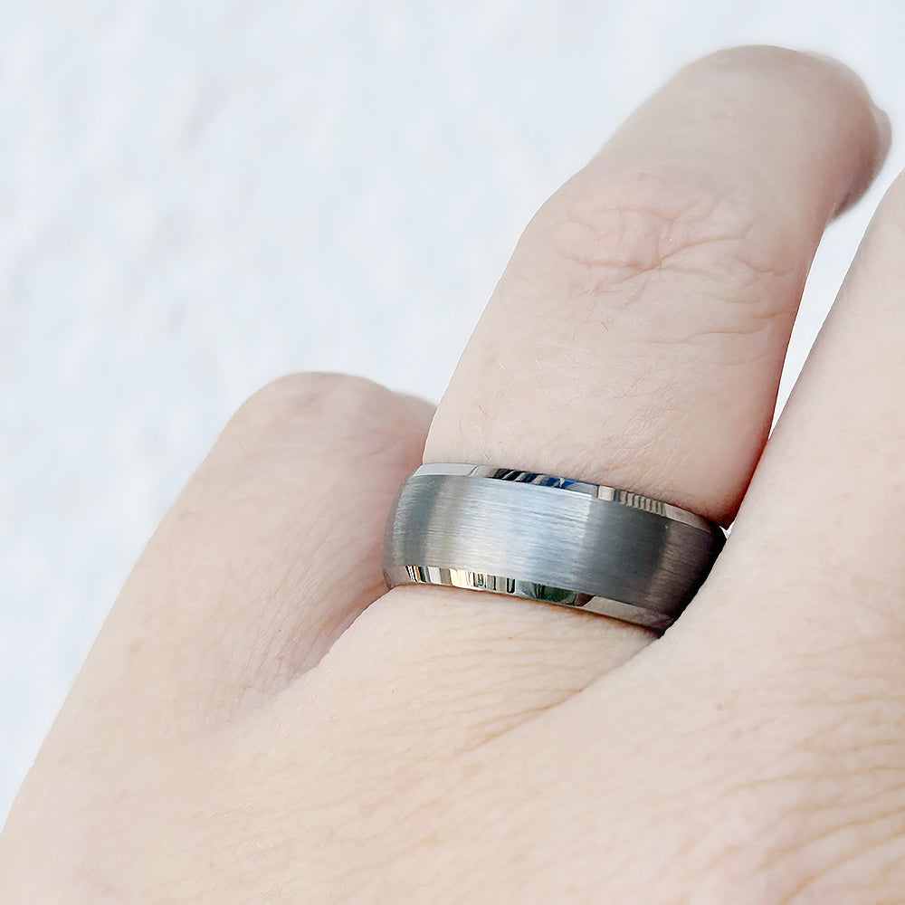 Brushed Silver Tungsten Mens Wedding Ring - Victoria's Jewellery