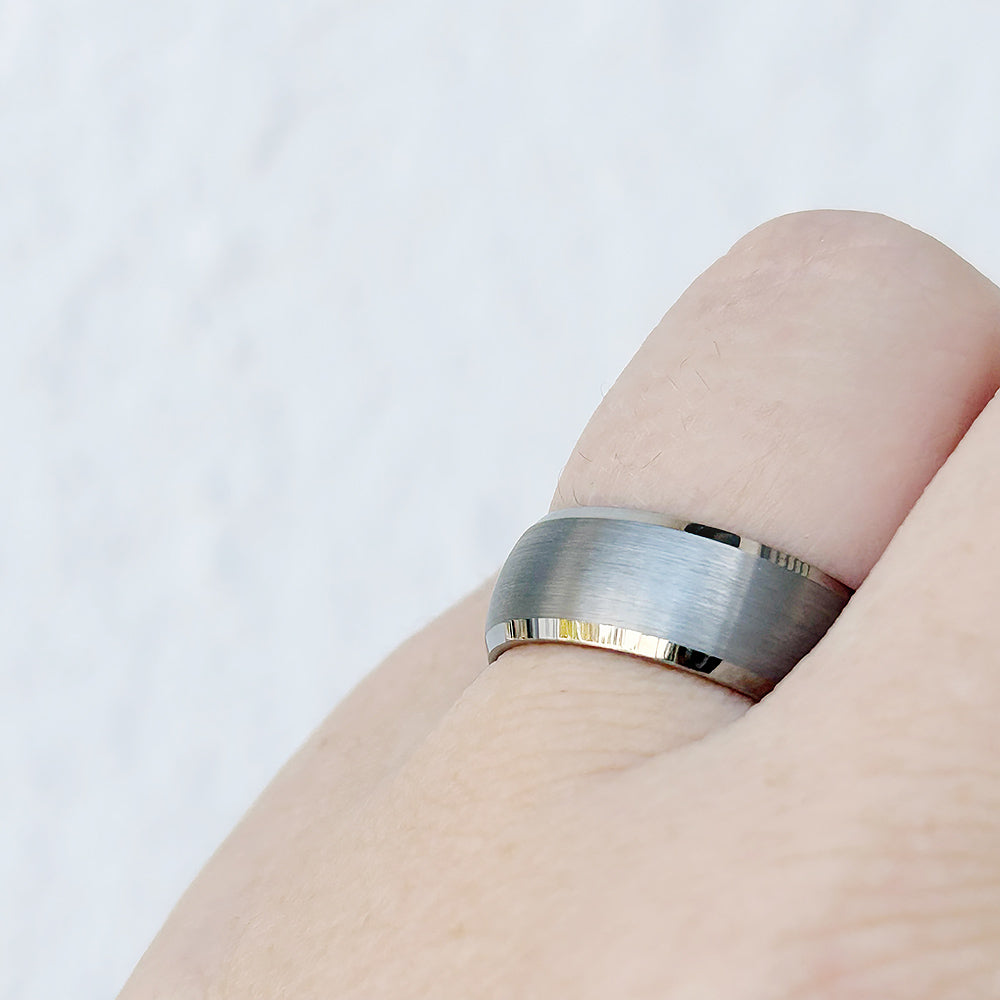 Brushed Silver Tungsten Mens Wedding Ring - Victoria's Jewellery