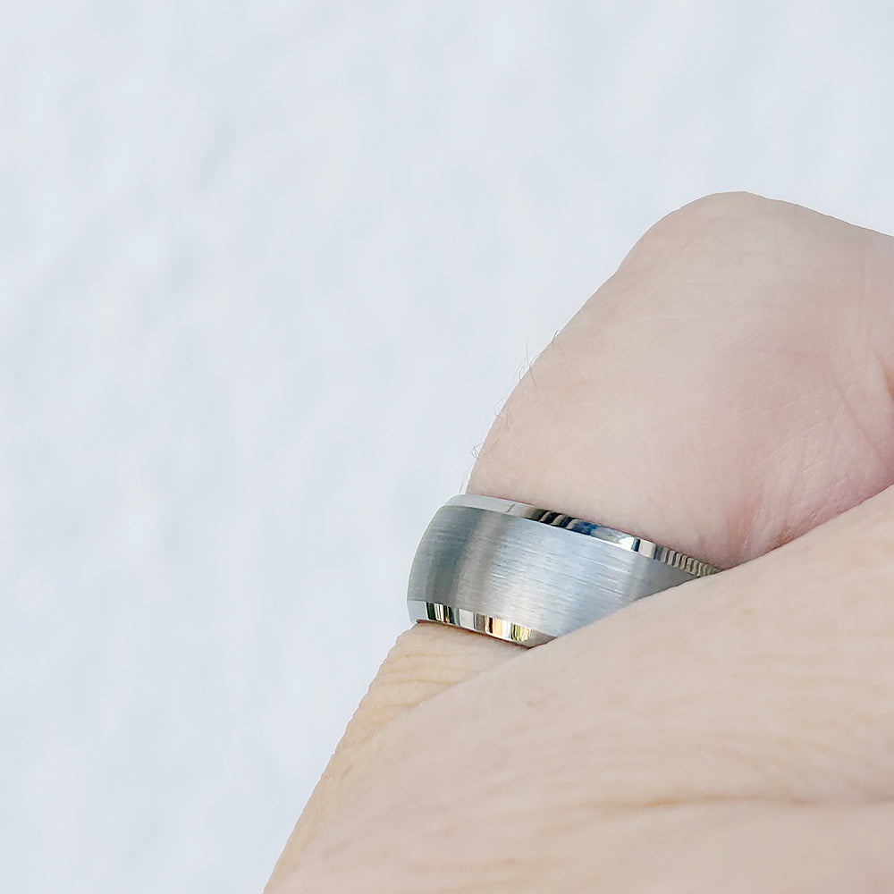 Brushed Silver Tungsten Mens Wedding Ring - Victoria's Jewellery