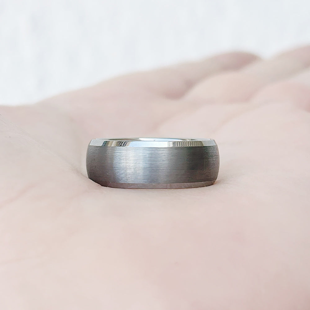 Brushed Silver Tungsten Mens Wedding Ring - Victoria's Jewellery