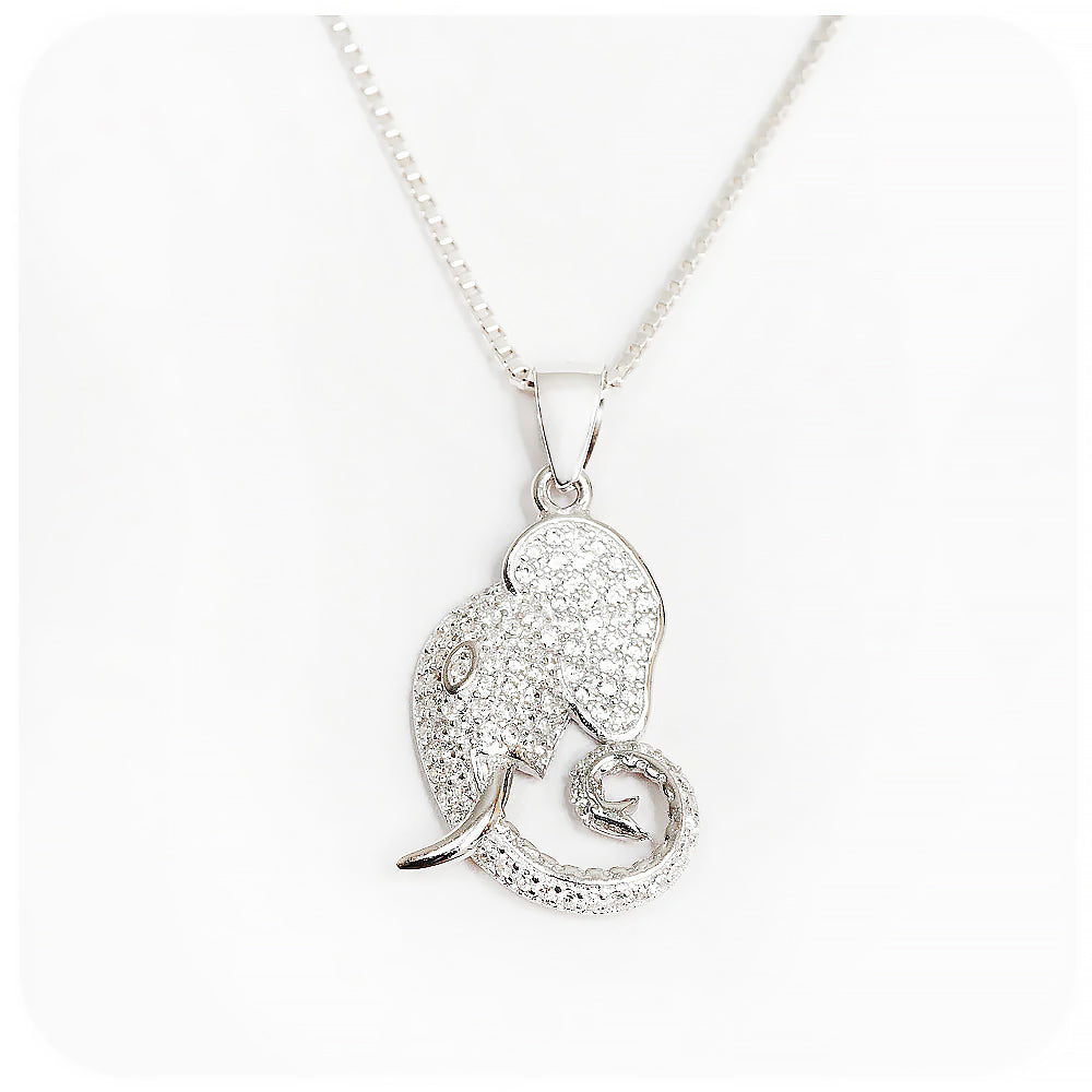 Dazzling Elephant pendant studded with Cubic Zirconia stones - Victoria's Jewellery