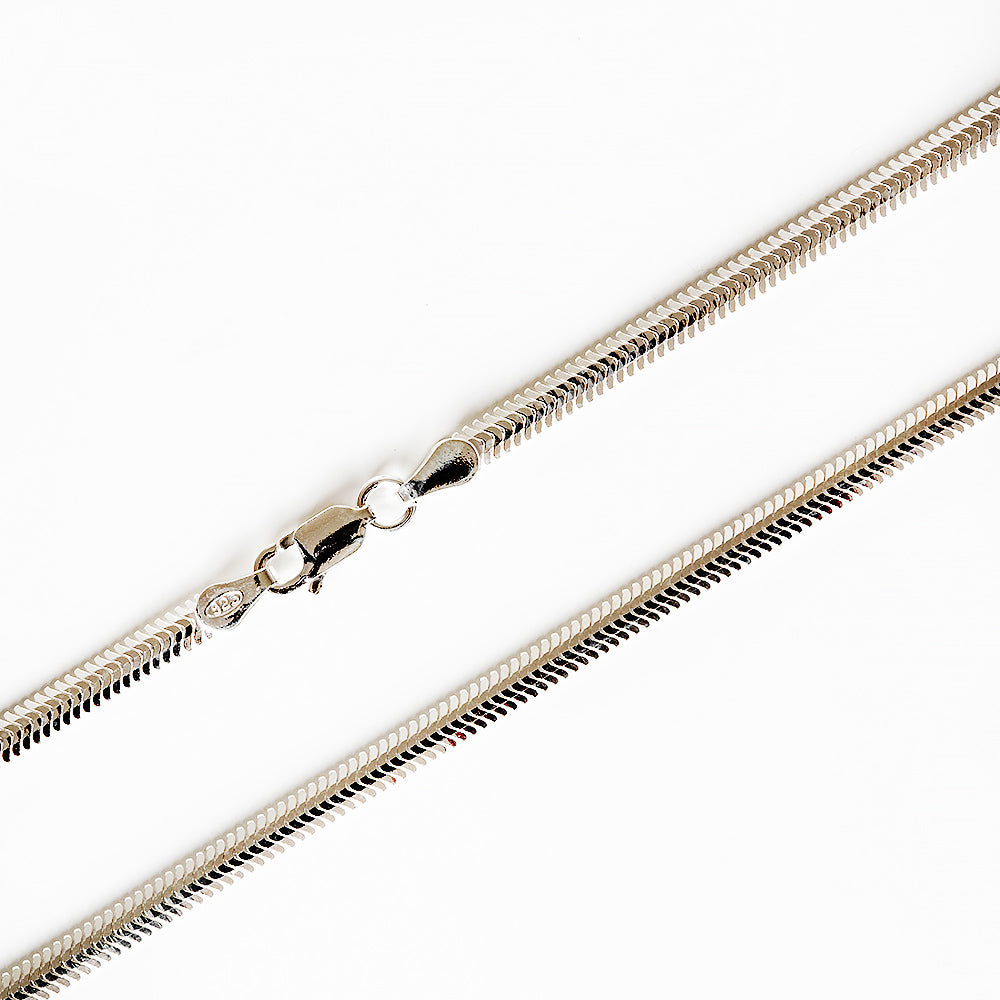 Flat Snake Chain in Sterling Silver - 45cm