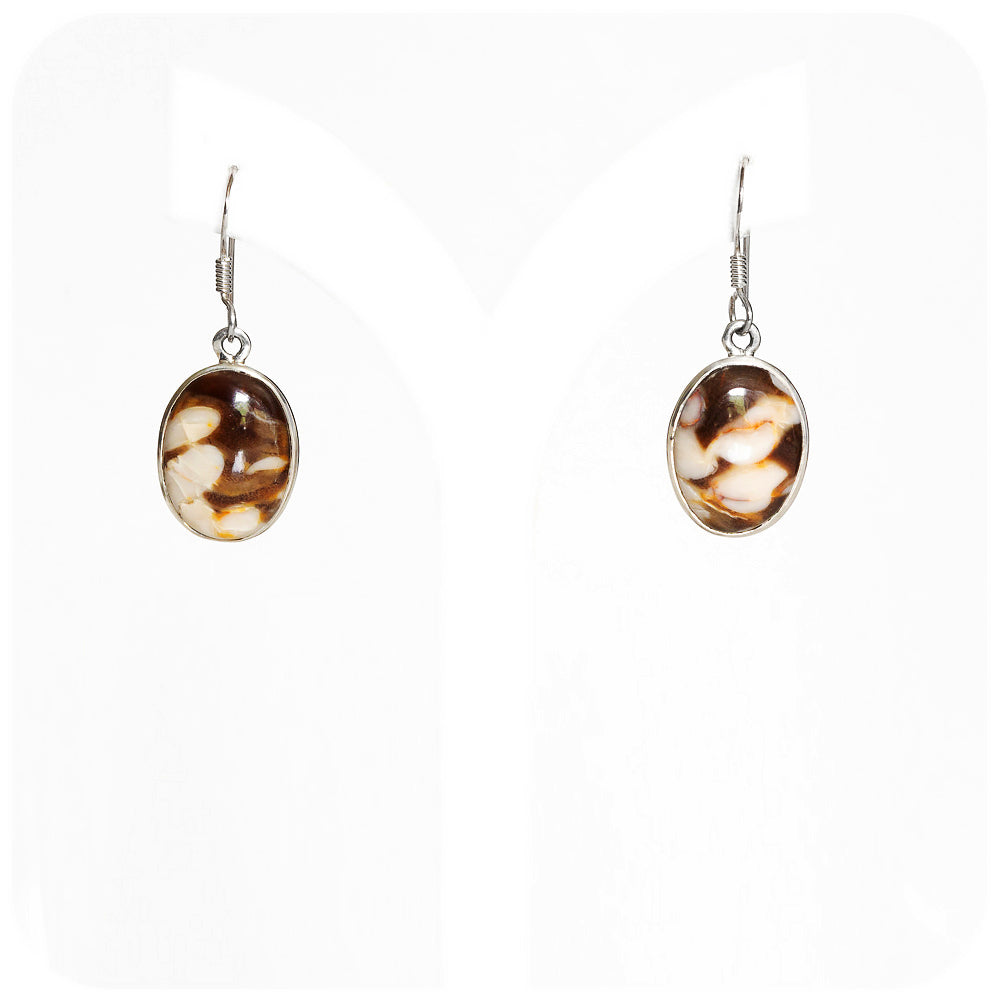 Oval cut Peanut Wood Earrings in Sterling Silver
