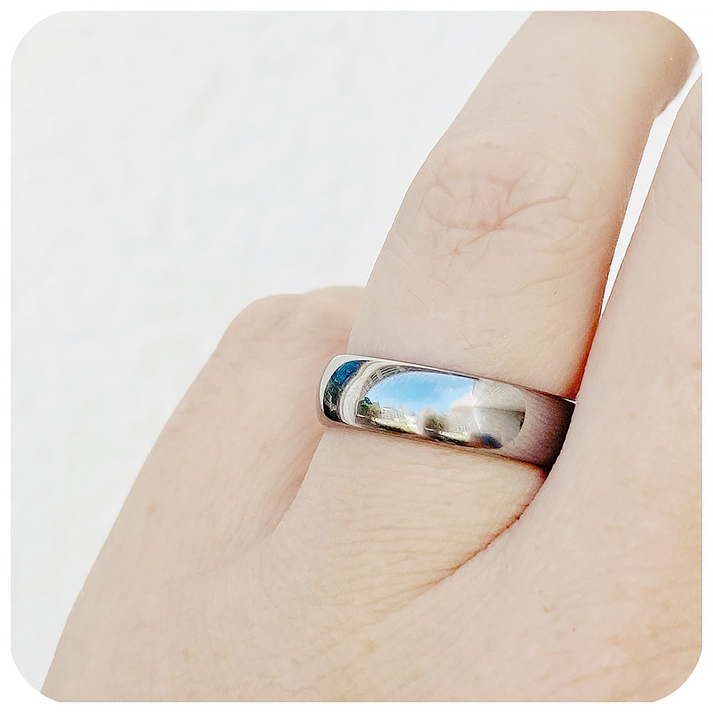 Shiny polished mens tungsten plain band wedding ring - Victoria's Jewellery
