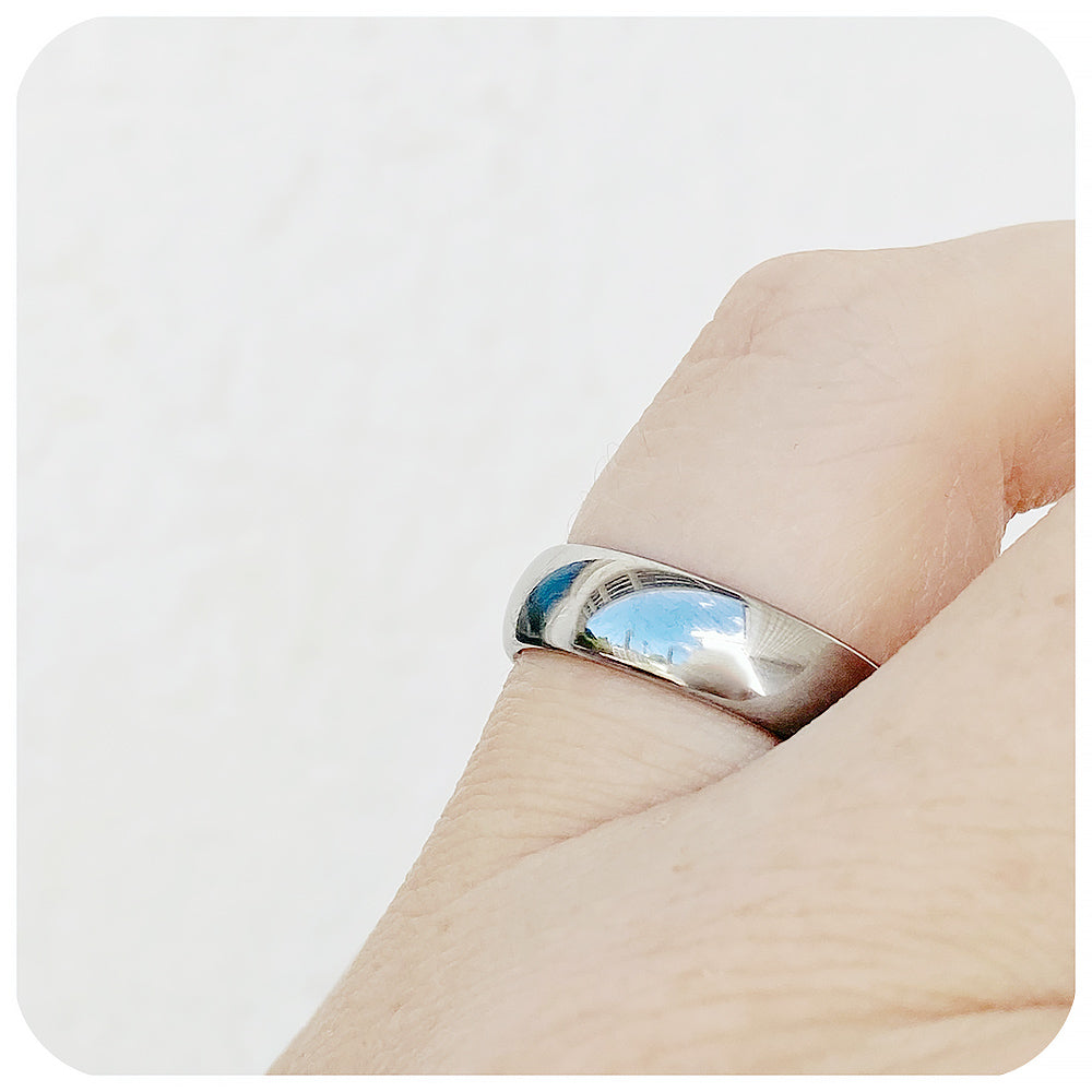 Shiny polished mens tungsten plain band wedding ring - Victoria's Jewellery
