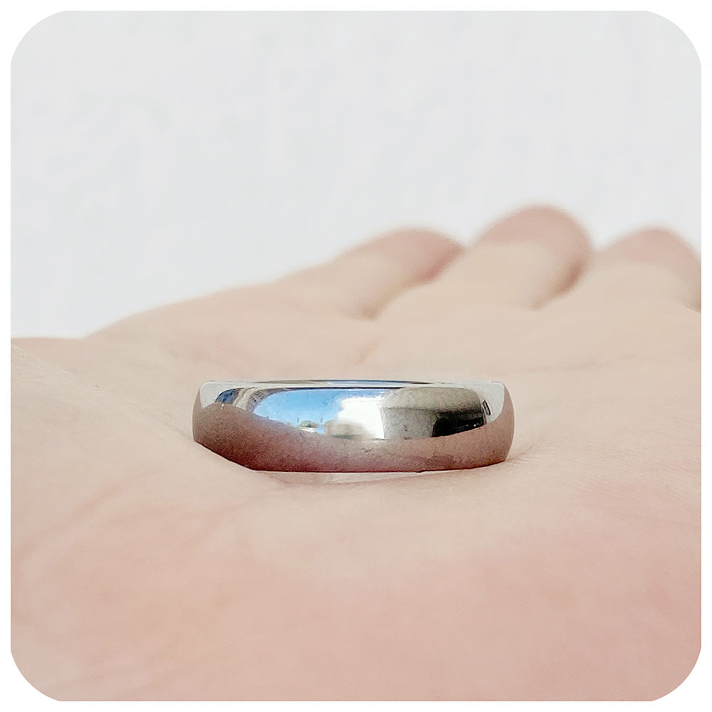Shiny polished mens tungsten plain band wedding ring - Victoria's Jewellery