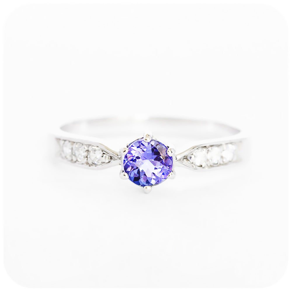brilliant cut tanzanite solitaire ring