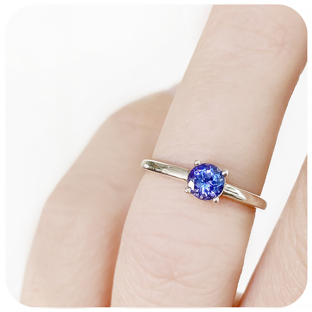 Round cut Tanzanite Solitaire Ring - Victoria's Jewellery
