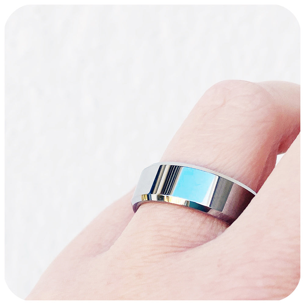 Cooper, a Shiny Polished Men's Tungsten Ring - 8mm