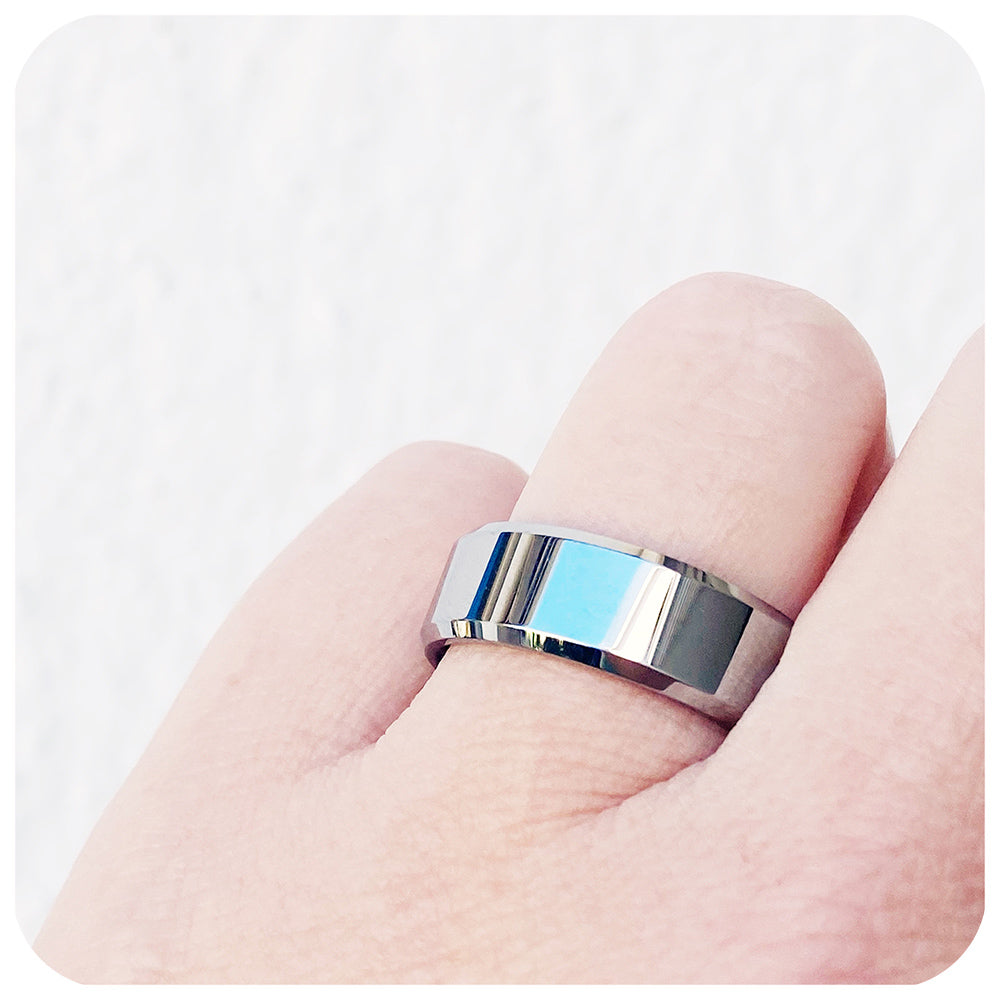Cooper, a Shiny Polished Men's Tungsten Ring - 8mm