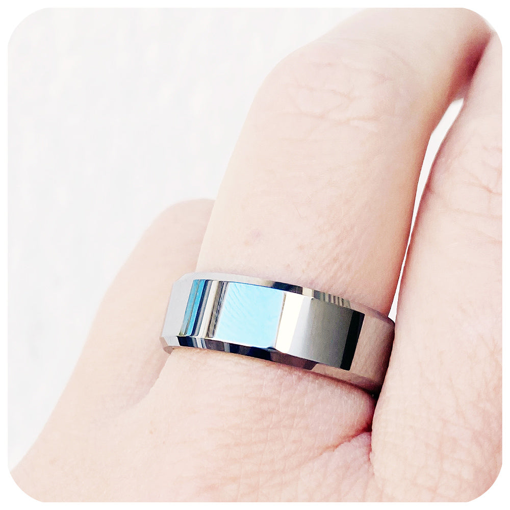 Cooper, a Shiny Polished Men's Tungsten Ring - 8mm