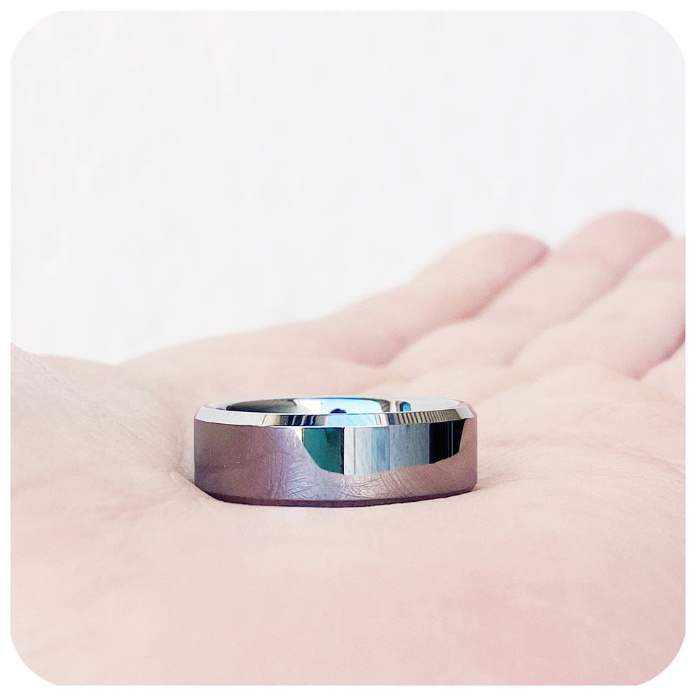 Cooper, a Shiny Polished Men's Tungsten Ring - 8mm