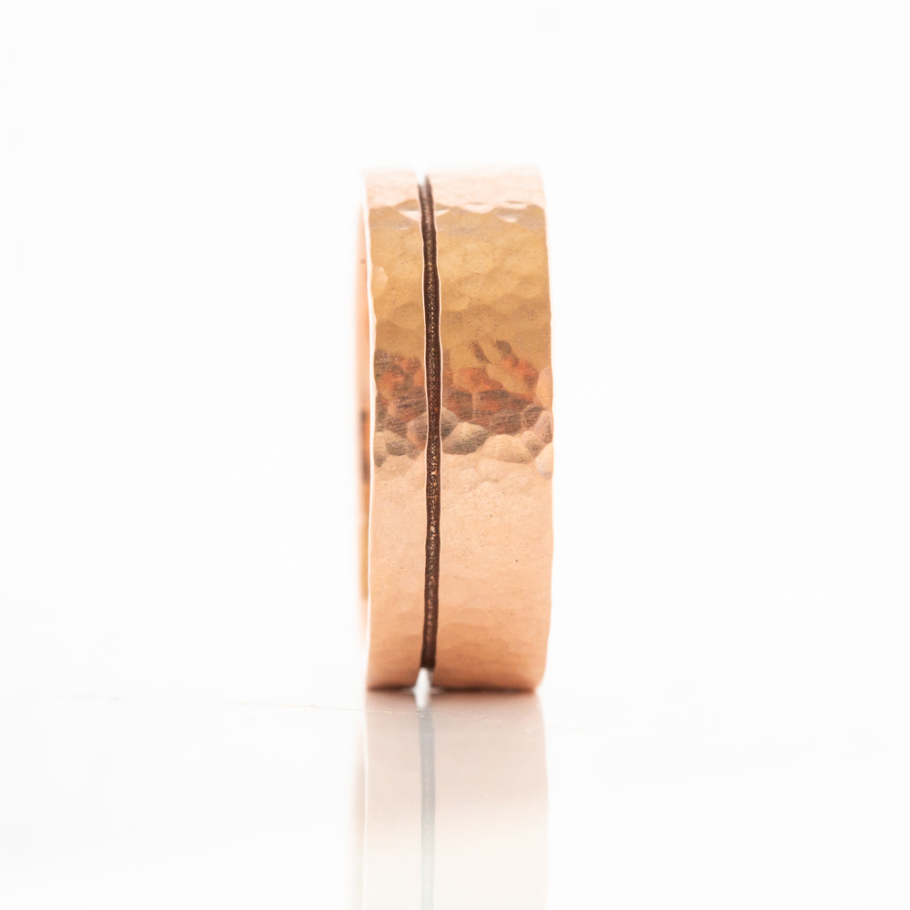 Angelo, a Solid Gold Grooved Mens Wedding Ring - Hammered
