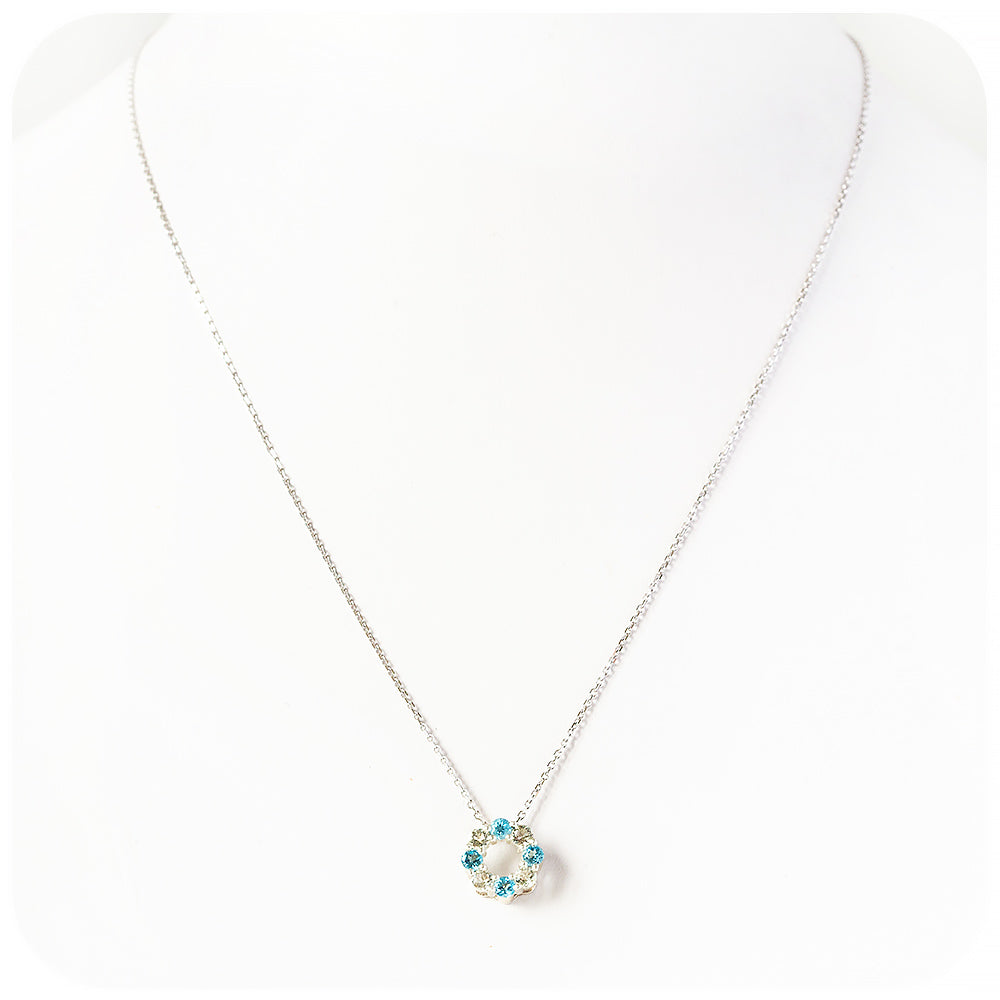 Circle of Life Necklace - Blue Topaz and Prasiolite
