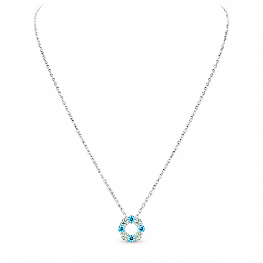Circle of Life Necklace - Blue Topaz and Prasiolite